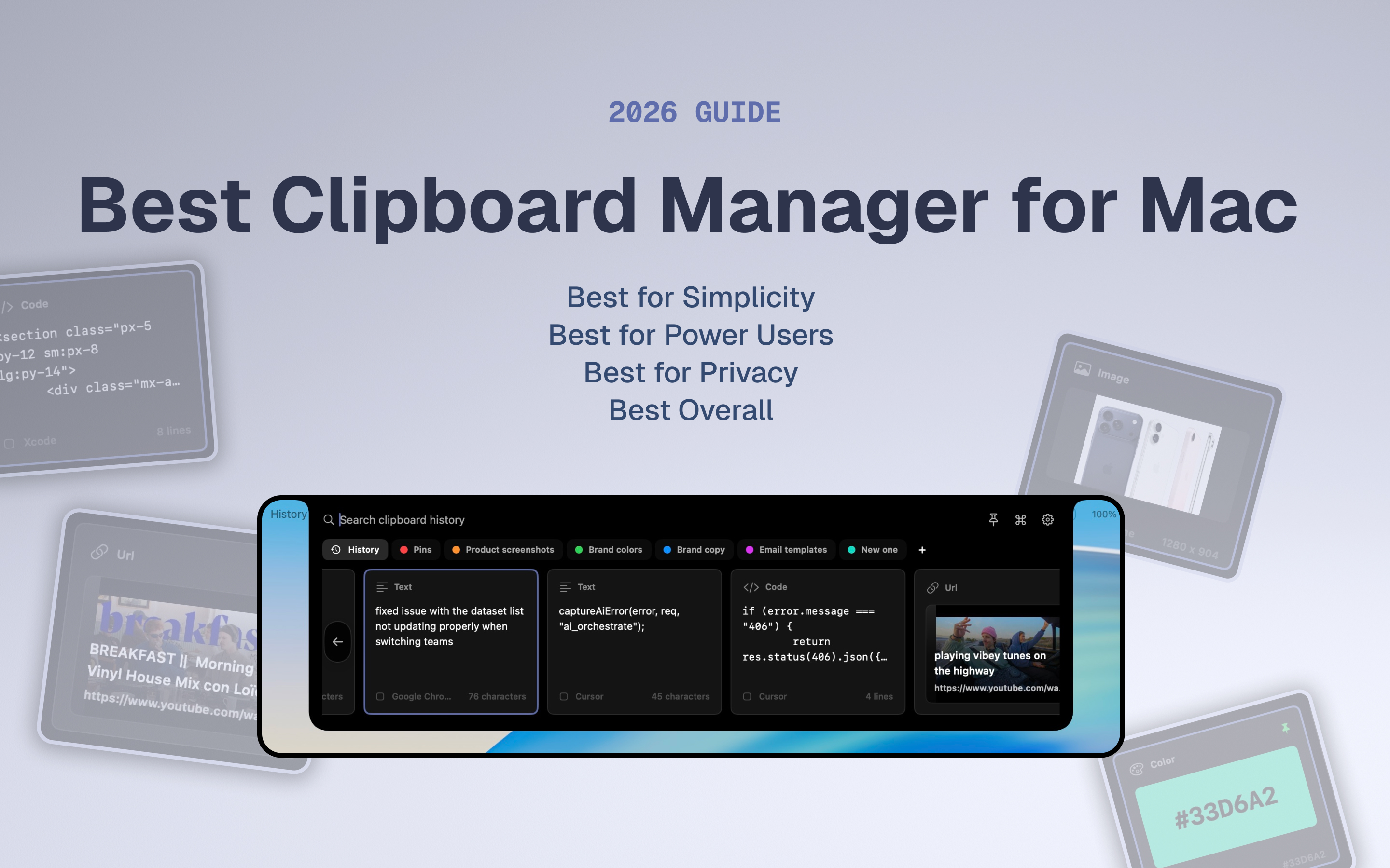 Cliptop clipboard history app showing searchable copied items on Mac