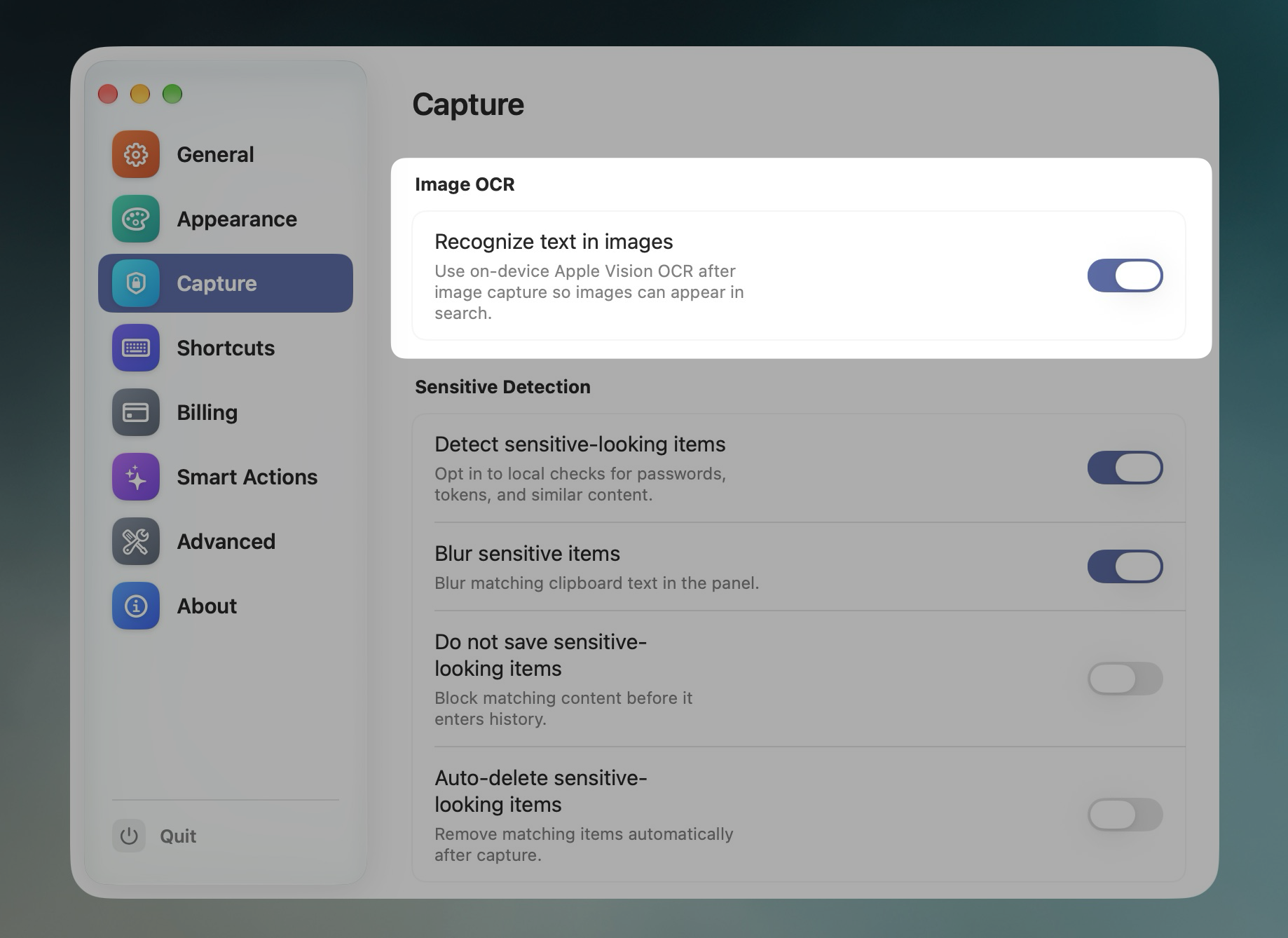 Cliptop Image OCR settings