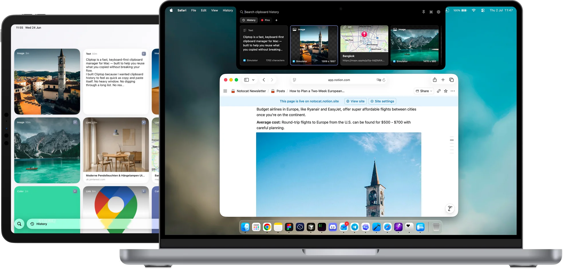 Synced clipboard from iOS to macOS